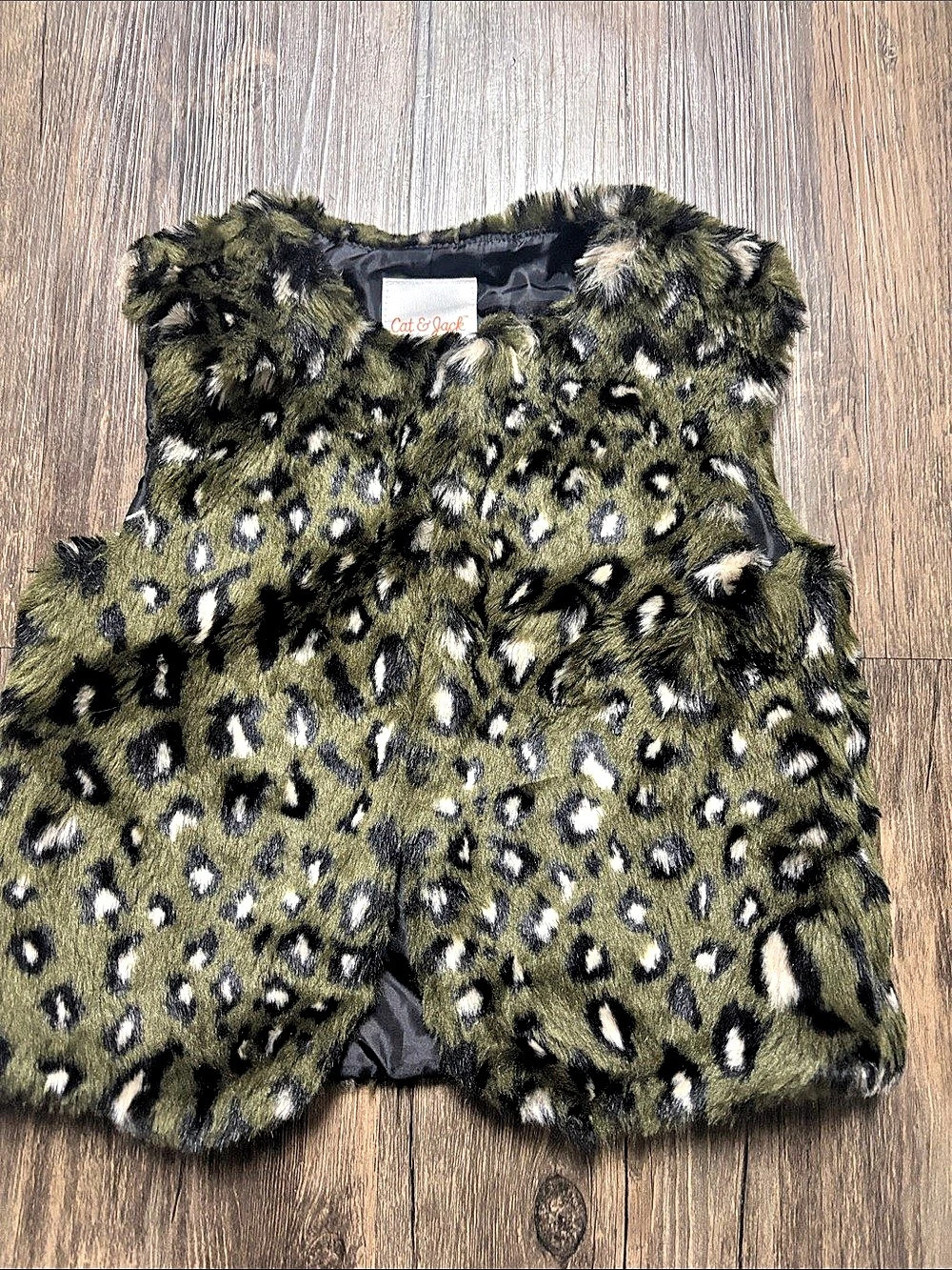 Girls Faux Fur Animal Print Vest